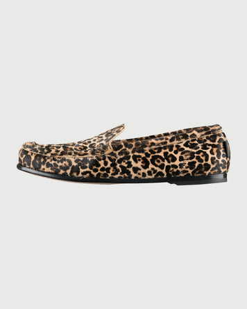 A.P.C. Mocassin Swan Black Leopard Shoes Leather Women