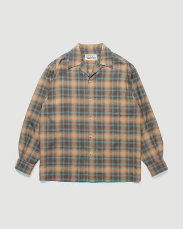 Wacko Maria Ombre Check Open Collar Shirt Brown Shirt L/S Men