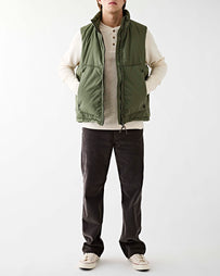 OrSlow Cotton x Nylon Padded Vest Army Green JKT Short Men