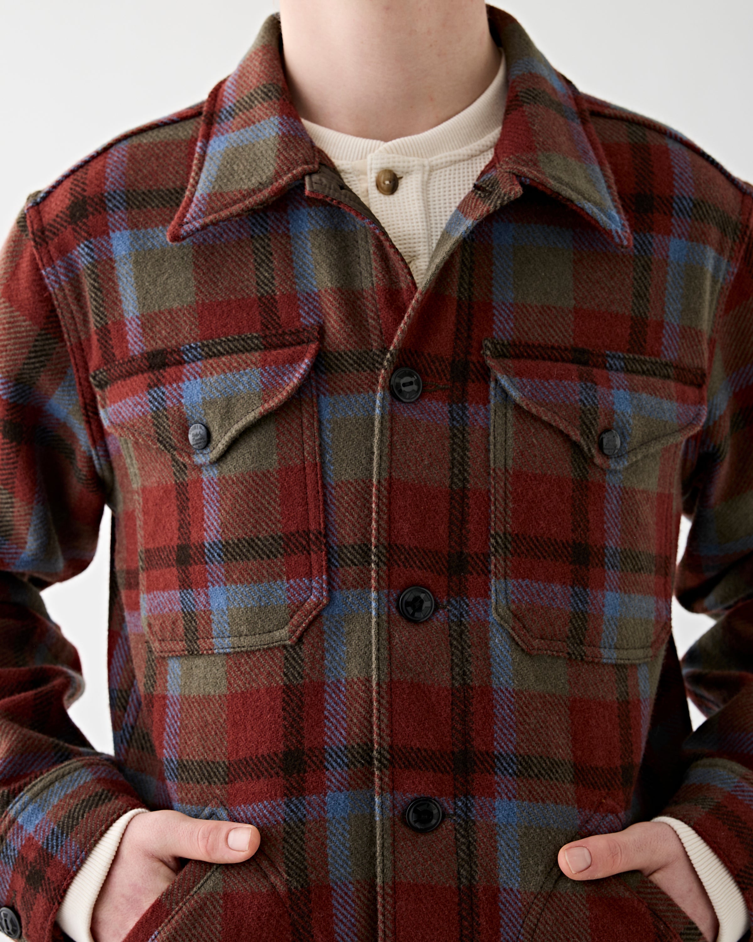 RRL Ace Cruiser Shirt Jacket Maroon Plaid JKT Short Men