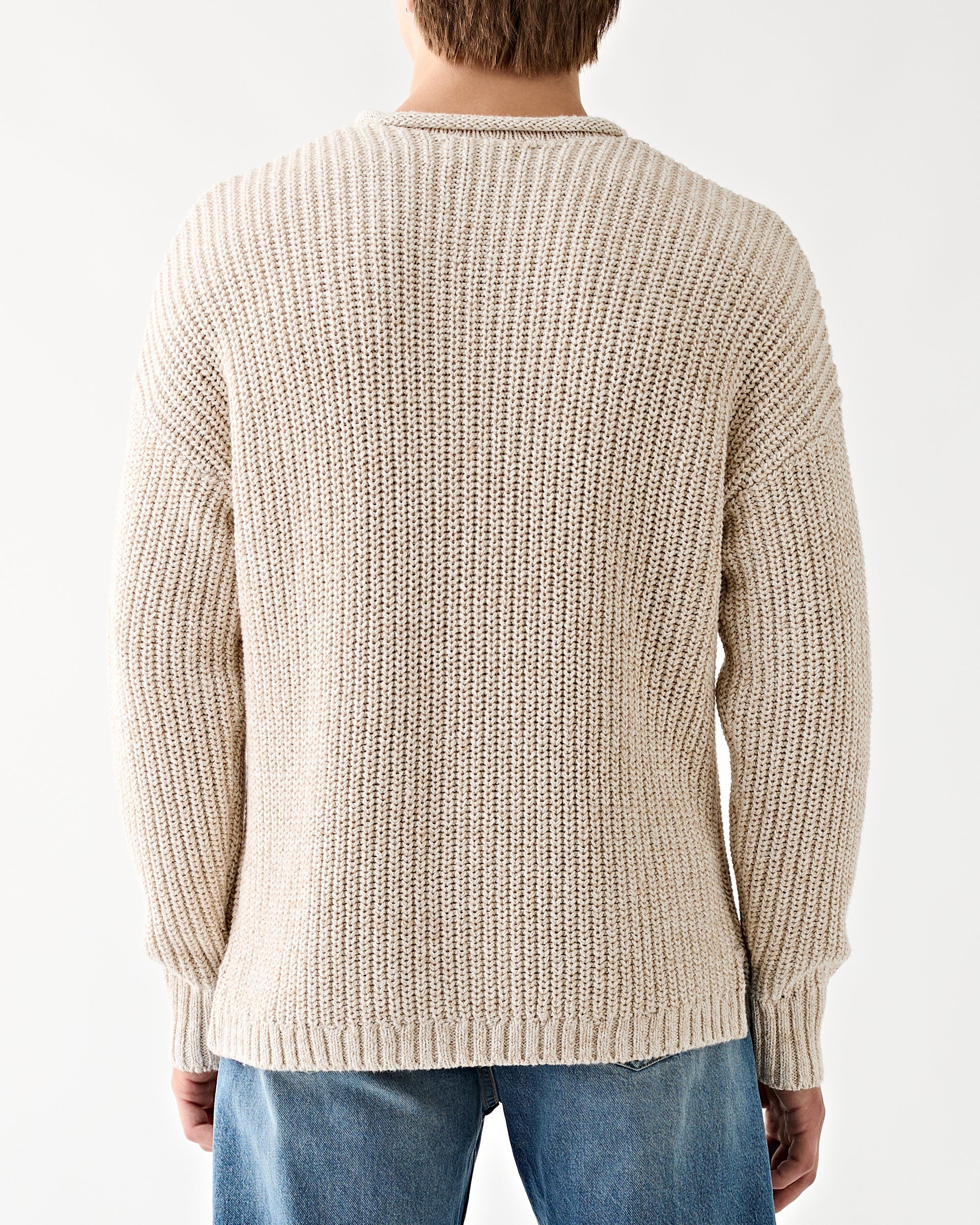 RRL Cotton-Linen Rollneck Pullover Raw White Sweater Men