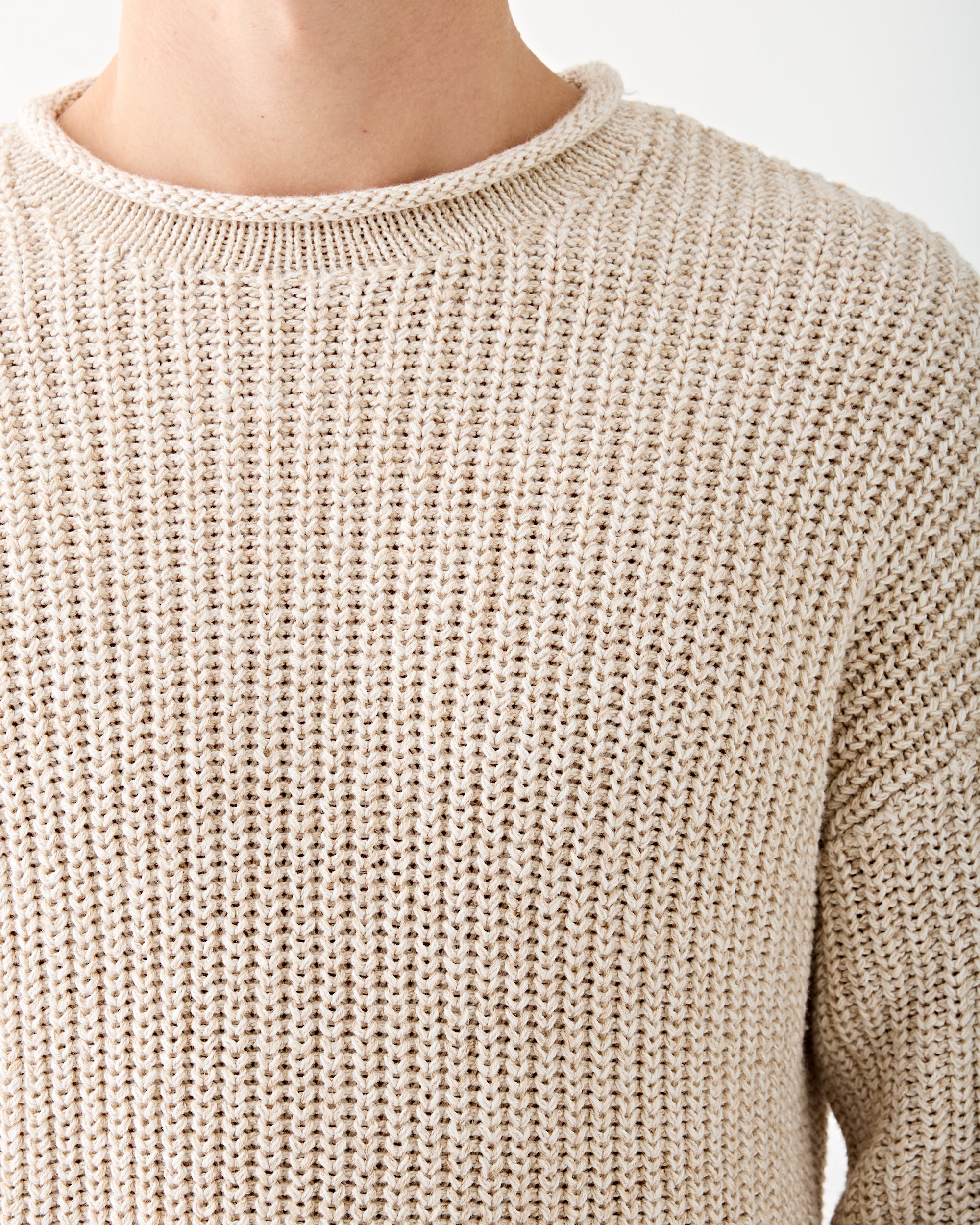 RRL Cotton-Linen Rollneck Pullover Raw White Sweater Men