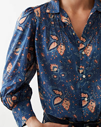Long Sleeve Blouse Faded Blue/Rose