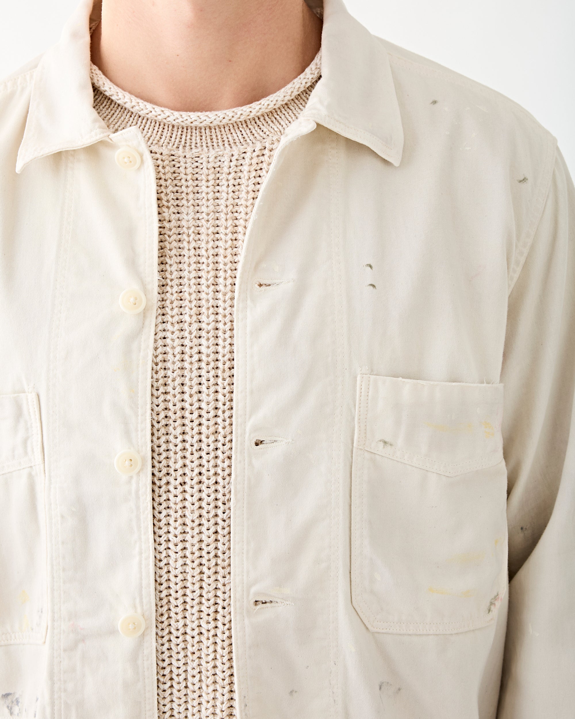 RRL Mathieu Unlined Work Jacket Paint Splatter Off White Tenue de Nimes