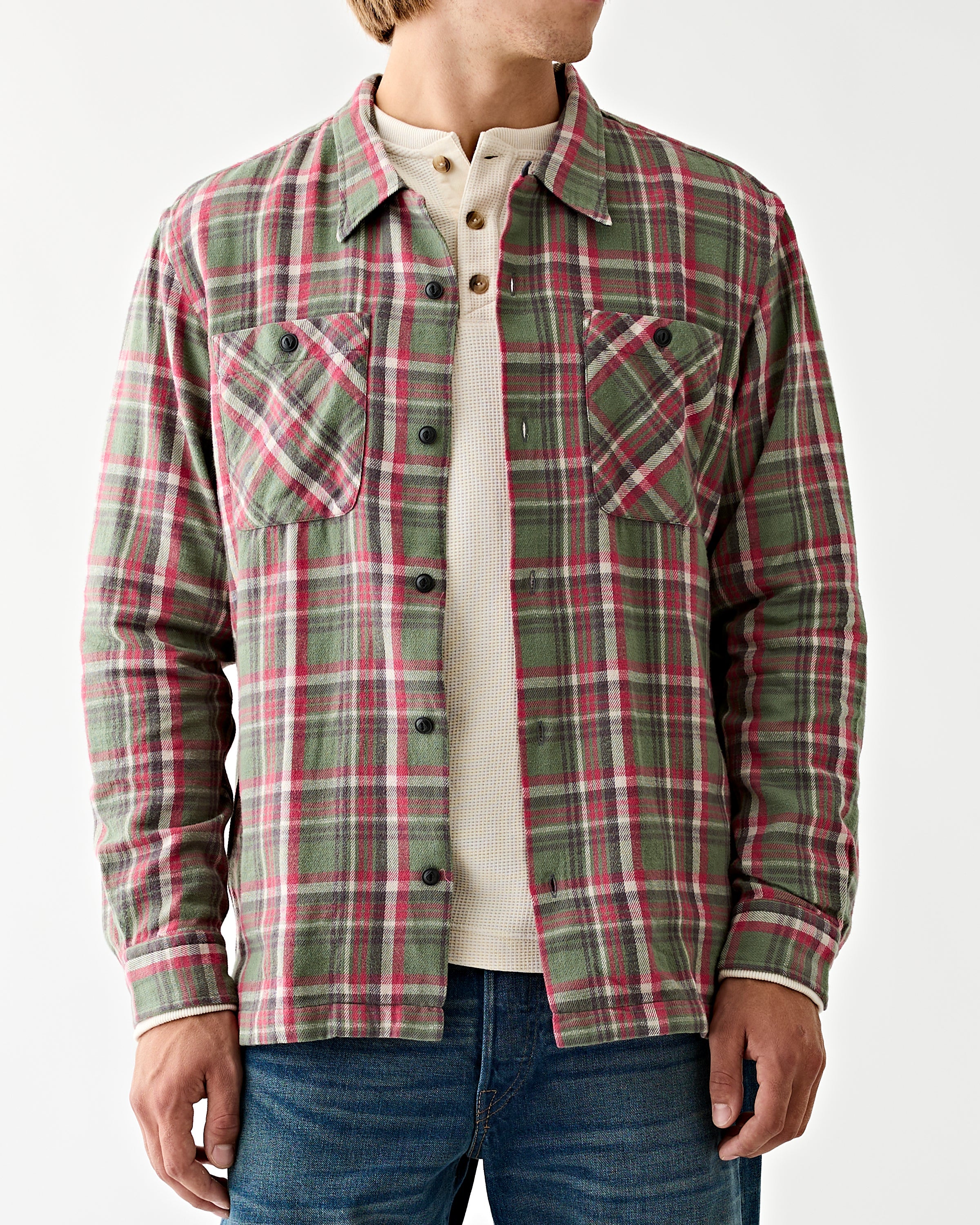 RRL Monterey Sport Shirt Sage/Red Shirt L/S Men