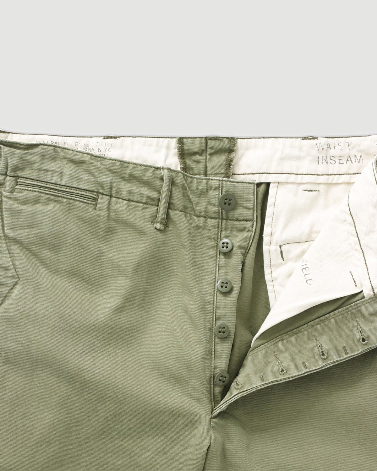 RRL Officer's Flat Pant New Military Olive Pants Men