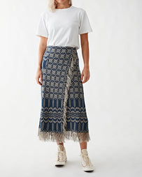 Wrap Skirt Mid-Full Natural/Blue