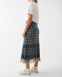 Wrap Skirt Mid-Full Natural/Blue