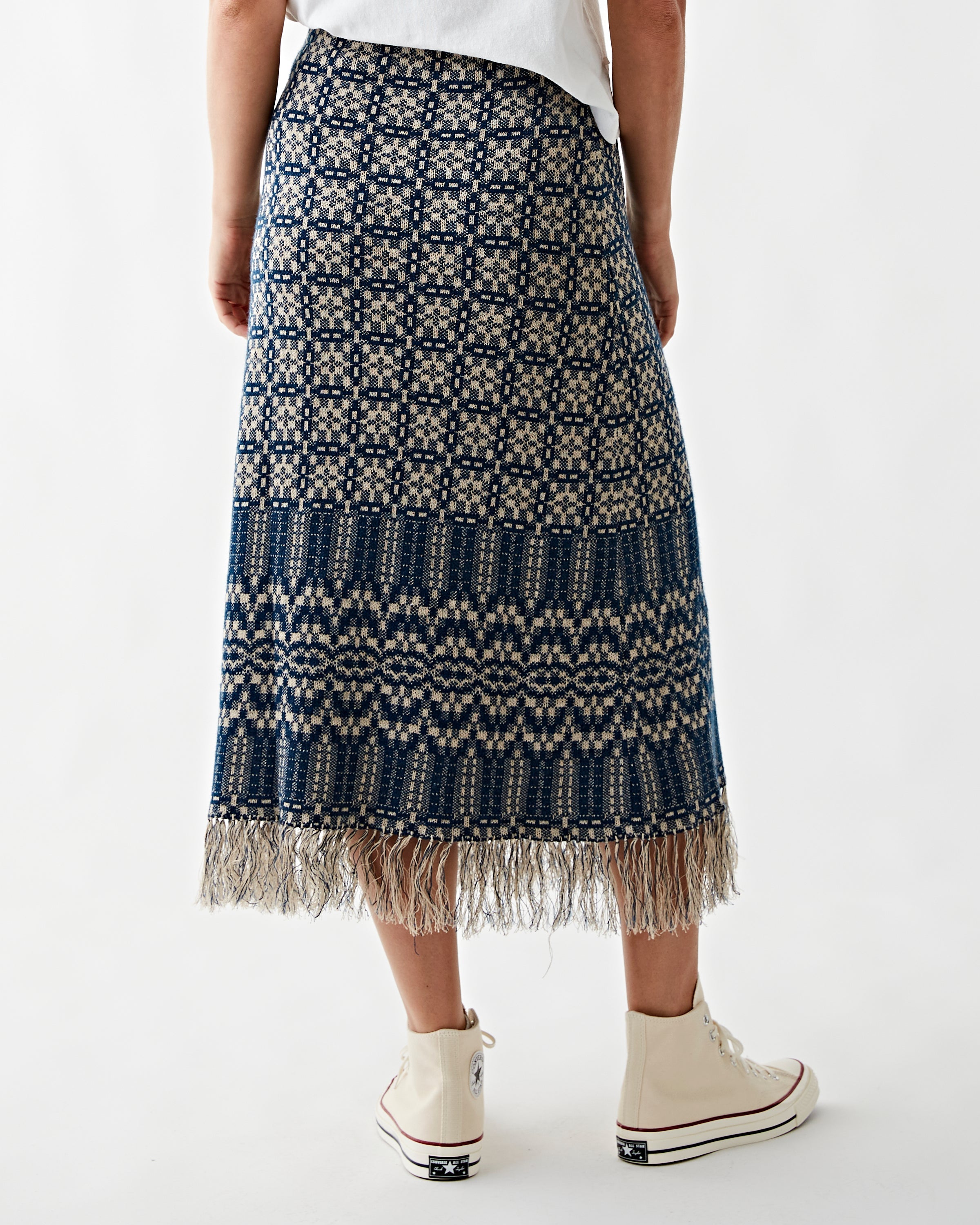 Wrap Skirt Mid-Full Natural/Blue