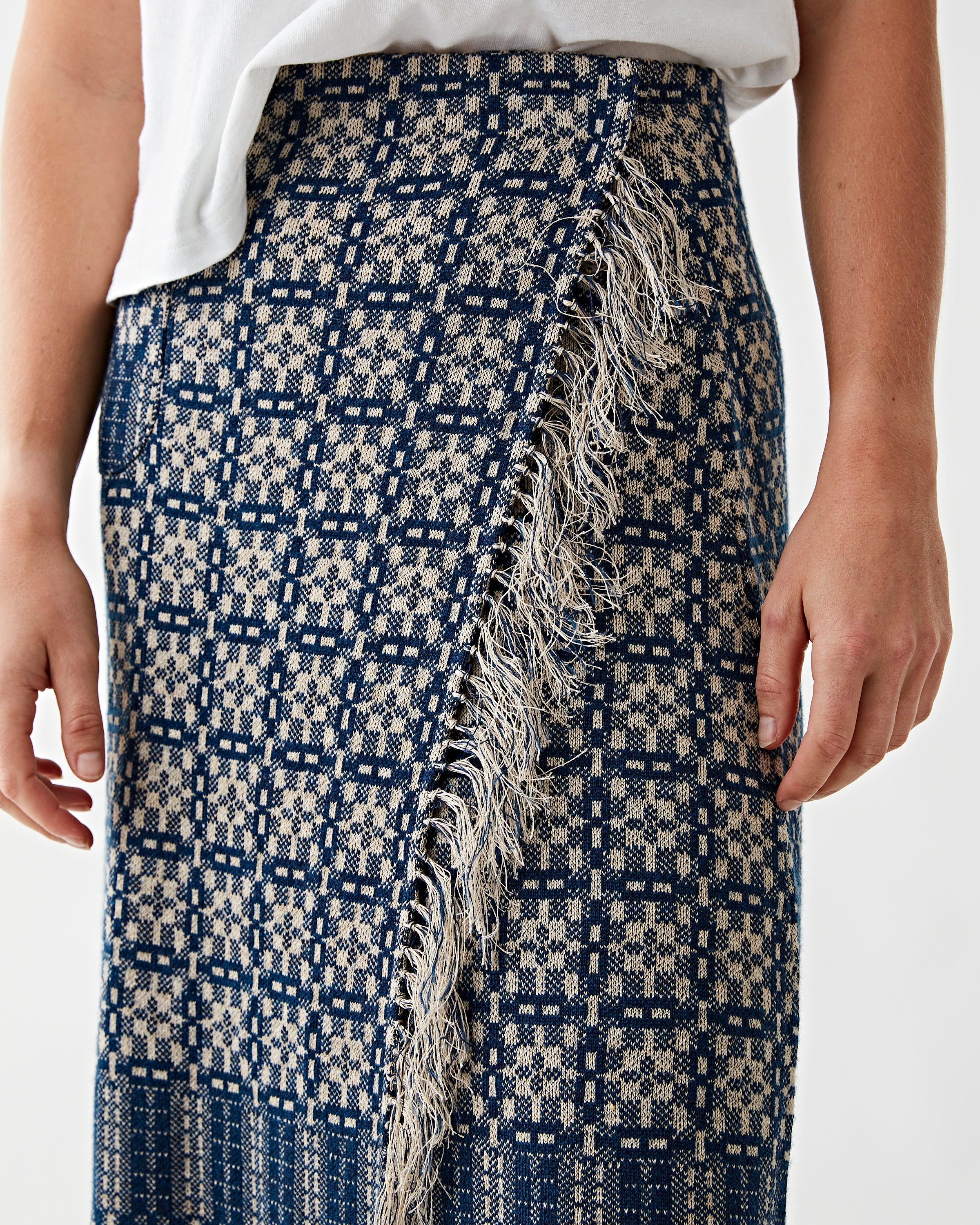 Wrap Skirt Mid-Full Natural/Blue