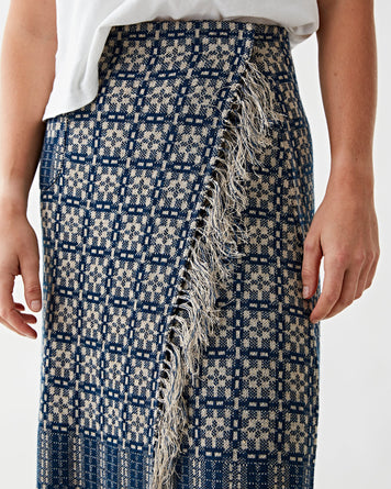 RRL Wrap Skirt Mid-Full Natural/Blue Skirt