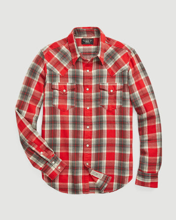 RRL Buffalo Western Sport Shirt Red/Grey Shirt L/S Men