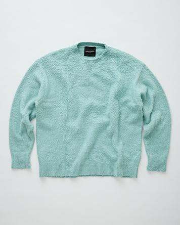Roberto Collina Girocollo ML Over Garzato Pressato Aqua Knitwear Men