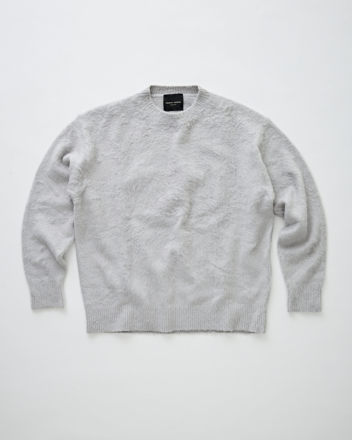 Roberto Collina Girocollo ML Over Garzato Pressato Grey Knitwear Men