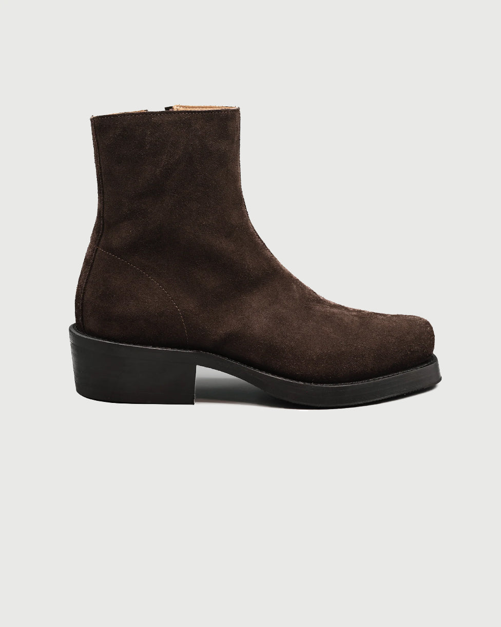 SECOND/LAYER Charro Boots Brown Coffee Suede Shoes Leather Men