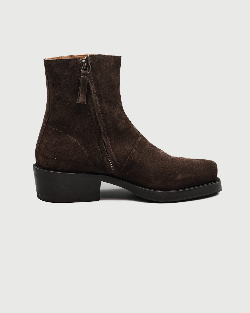 SECOND/LAYER Charro Boots Brown Coffee Suede Shoes Leather Men