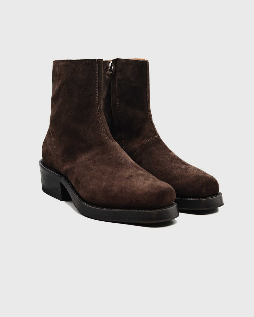 SECOND/LAYER Charro Boots Brown Coffee Suede Shoes Leather Men