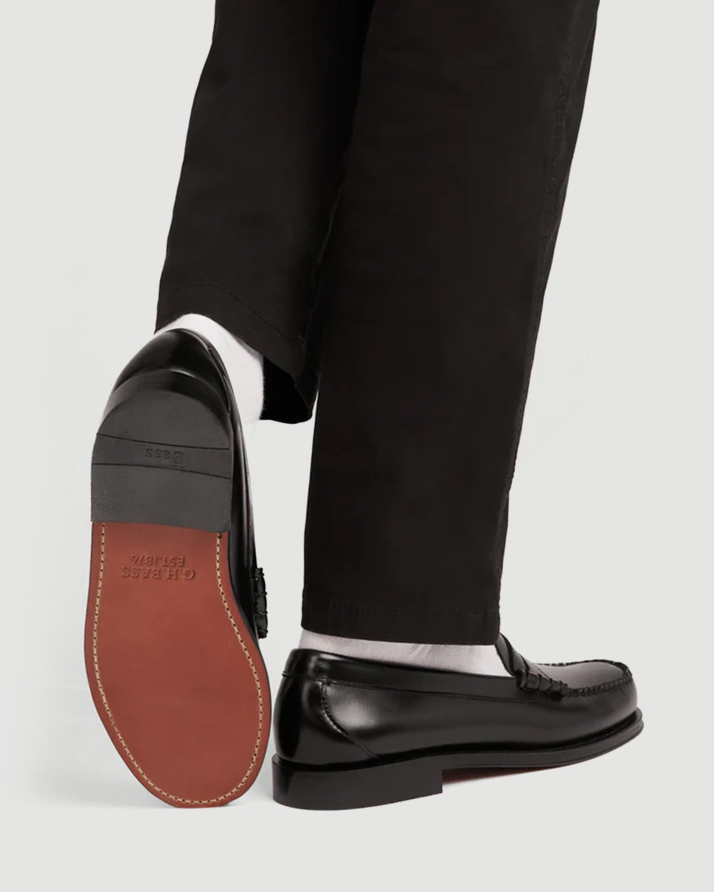 G.H. Bass Weejuns Larson Black Leather Loafer Shoes Leather Men