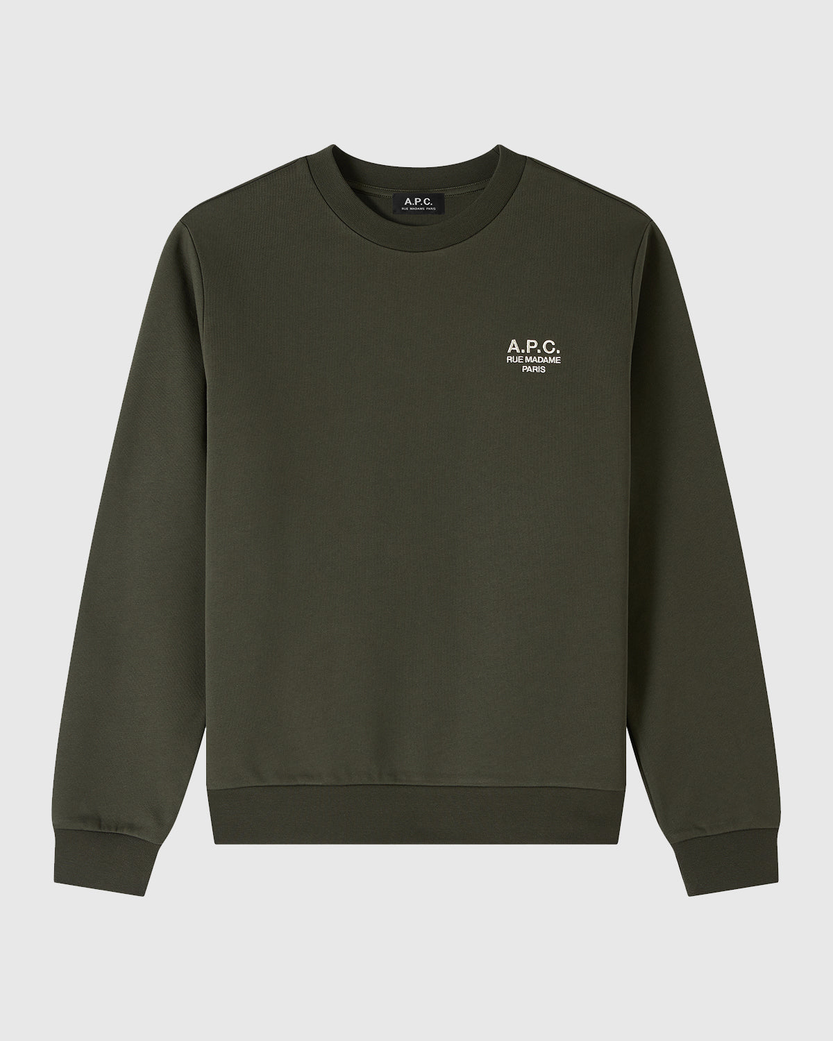 A.P.C. Sweat Standard Rue Madame Military Kaki/Ecru MEN SWEATSHIRTS