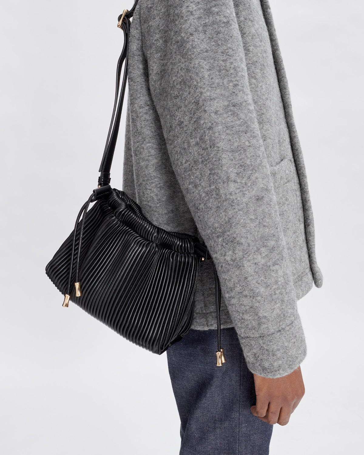 A.P.C. Sac Ninon Mini Pleated Black Bags Women