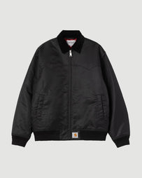 Carhartt WIP Santa Fe Alumni Jacket Black Sateen JKT Short Men