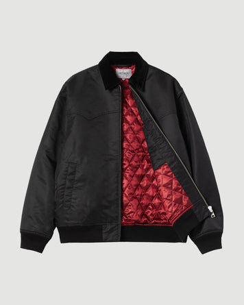 Carhartt WIP Santa Fe Alumni Jacket Black Sateen JKT Short Men