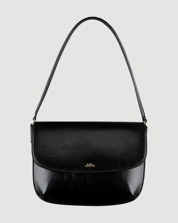 A.P.C. Sac Sarah Shoulder Black Glossy Leather Bags Women