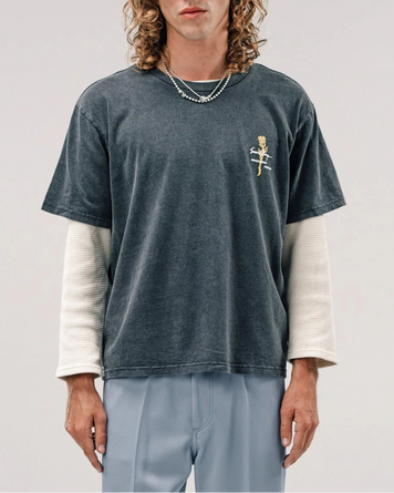 SECOND/LAYER Baby Baggy Tee Rose Black T-Shirt S/S Men