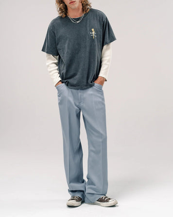 SECOND/LAYER Baby Baggy Tee Rose Black T-Shirt S/S Men