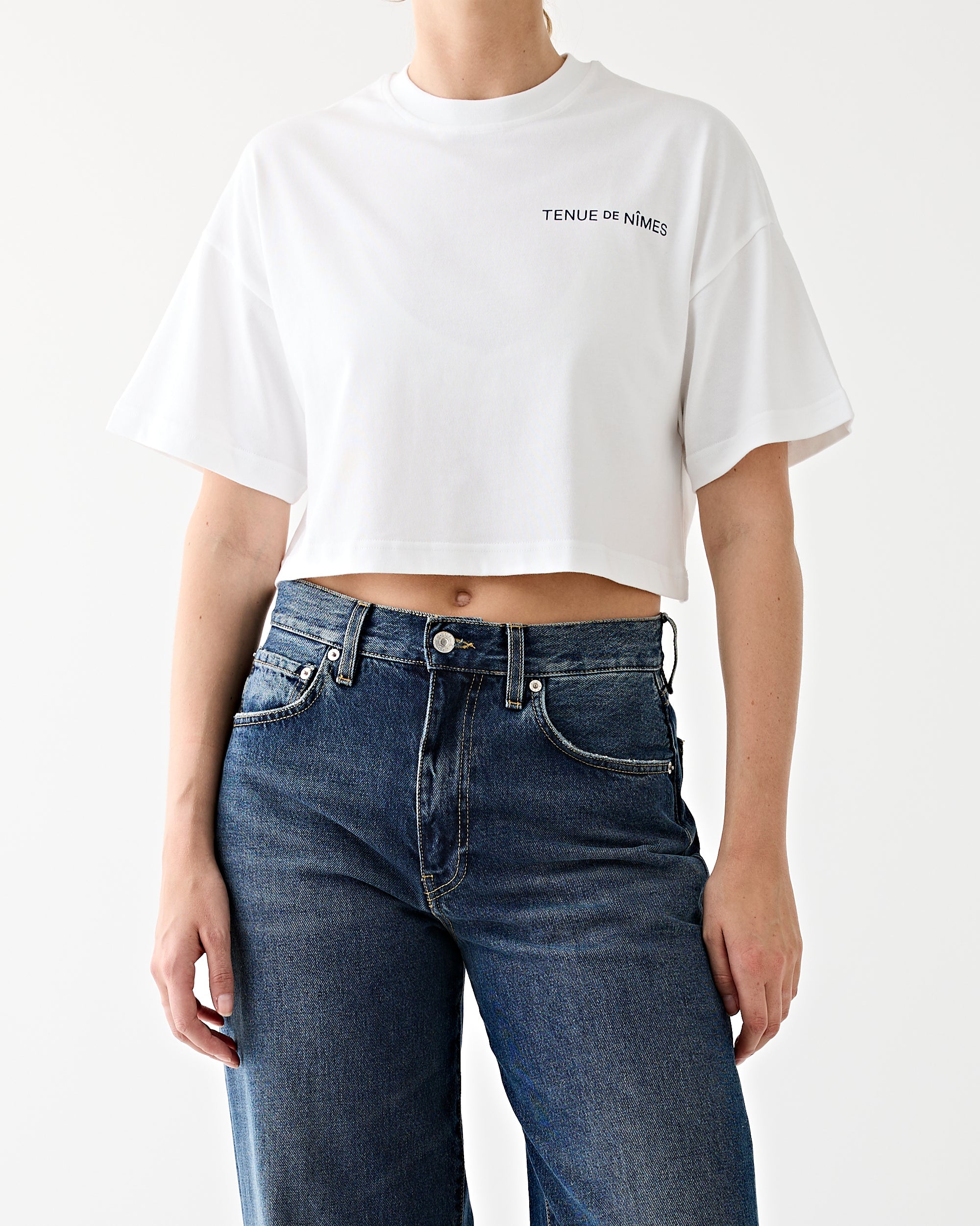 Tenue de Nîmes Roxy Oversized Cropped Tee White T-shirt S/S Women