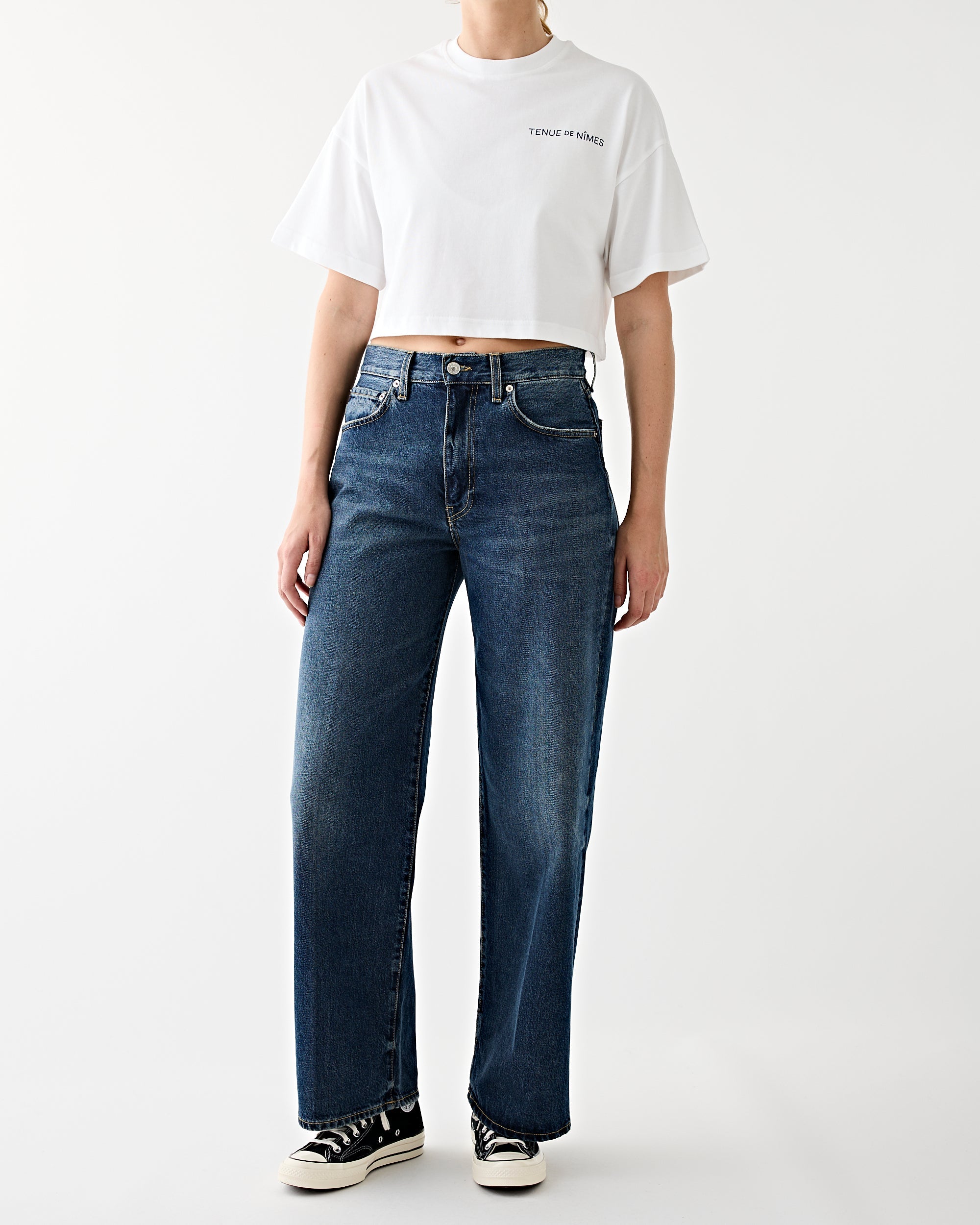 Tenue de Nîmes Roxy Oversized Cropped Tee White T-shirt S/S Women