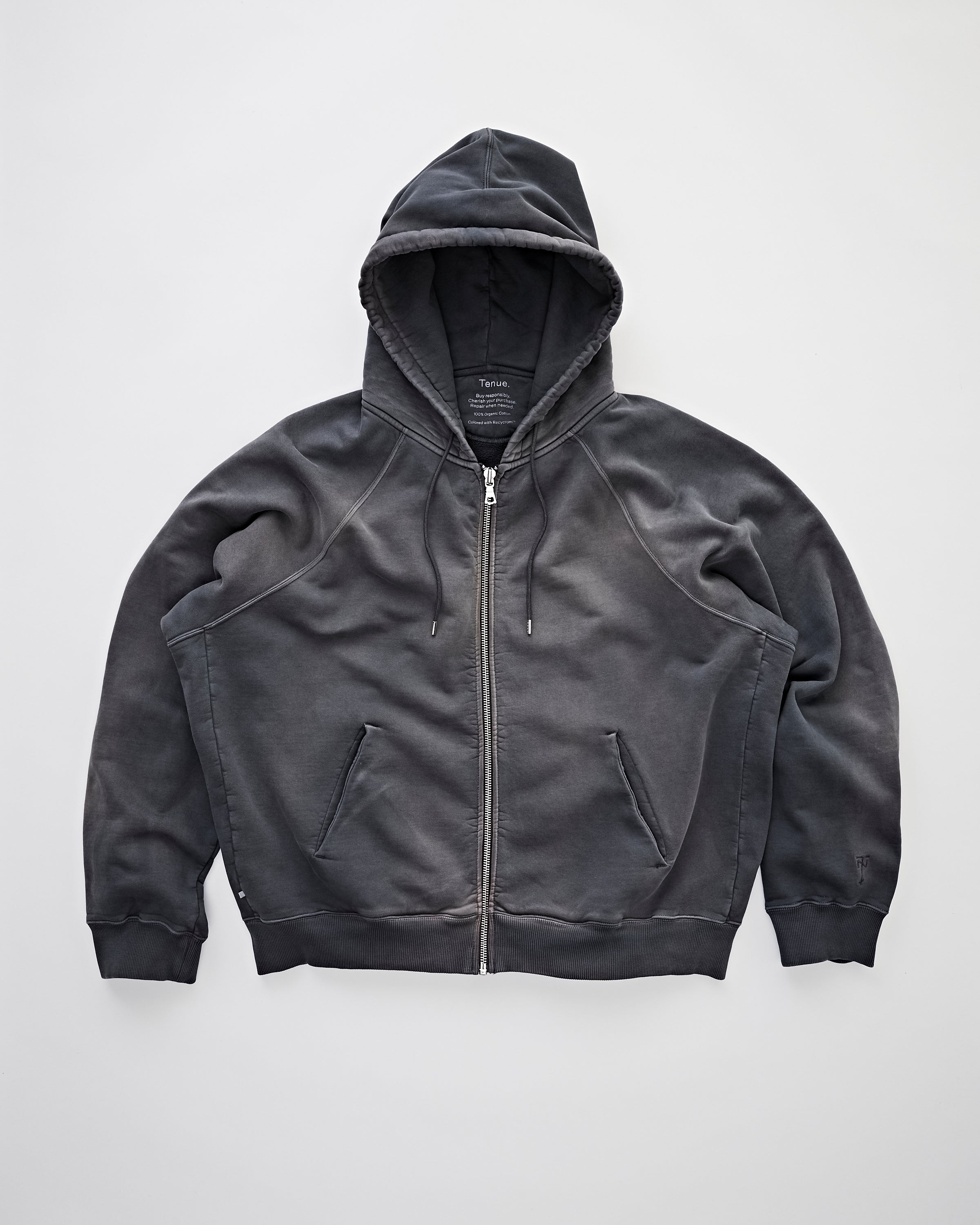 Tenue. Chris Zip Hoodie Faded Black Sweater Men