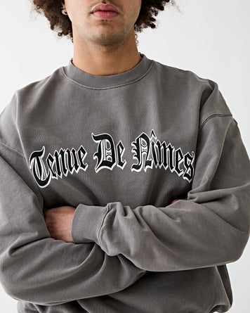 Tenue de Nîmes Glenn Oversized Crewneck Pigment Dye Grey Sweater Men