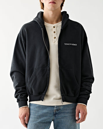 Tenue de Nîmes Paco Oversized Zip Hoodie Vintage Black Sweater Men