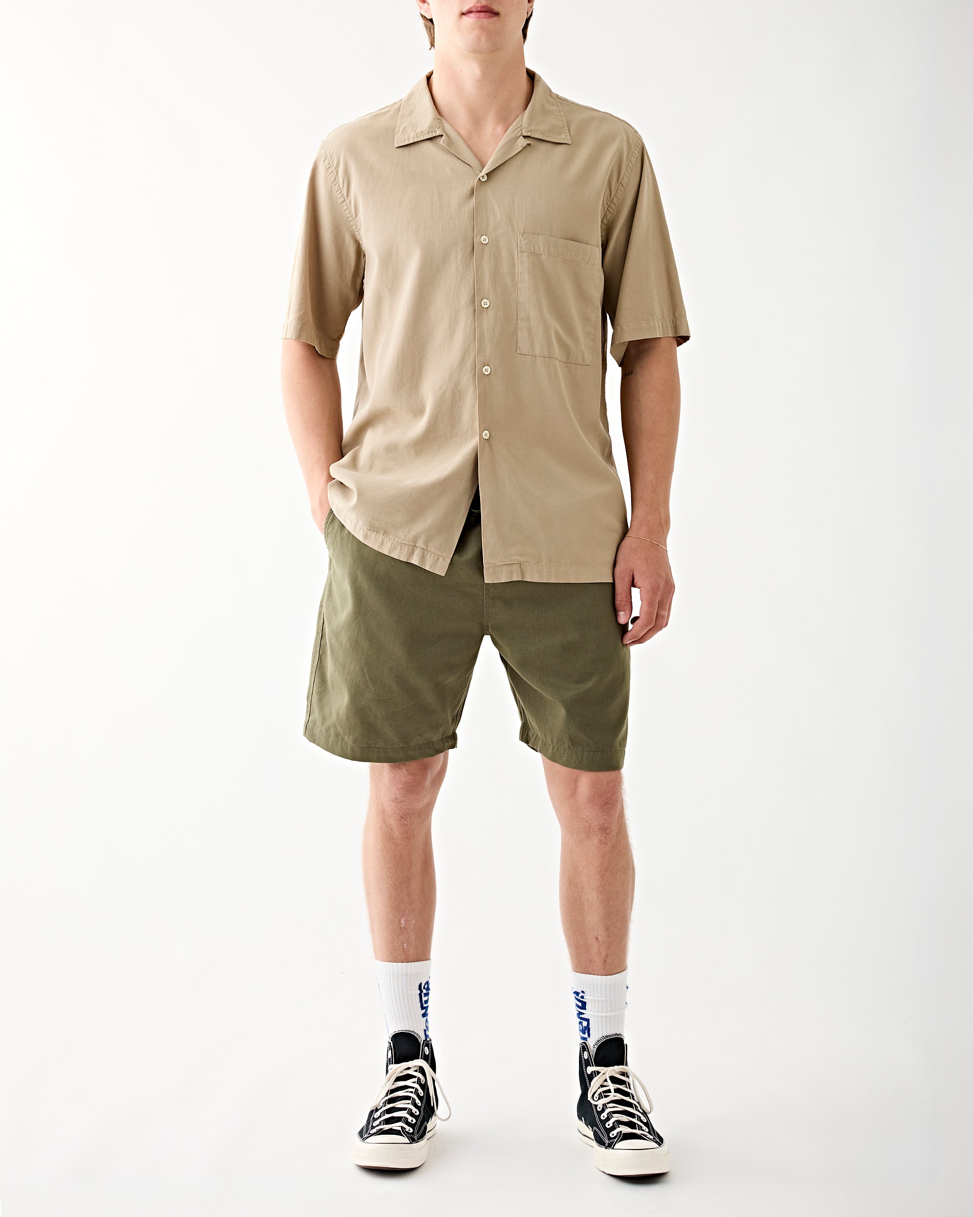 Universal Works Beach Short Light Olive Shorts Men