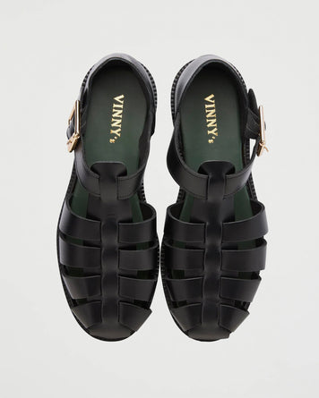 VINNY's Fisherman Sandal Black Polido Leather Shoes Leather Unisex