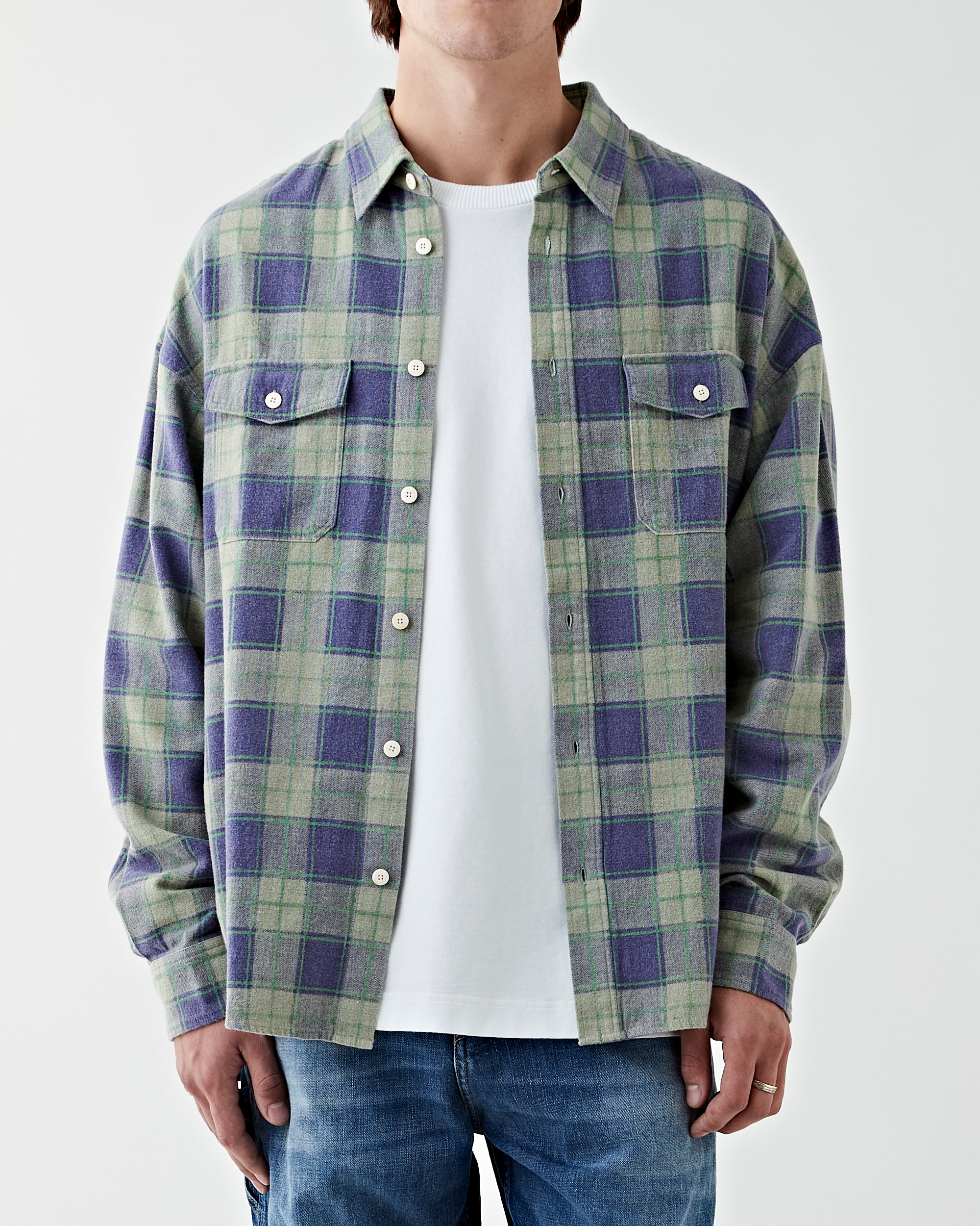 Visvim – Pioneer Khadi Check L/S Shirt Green – Tenue de Nîmes