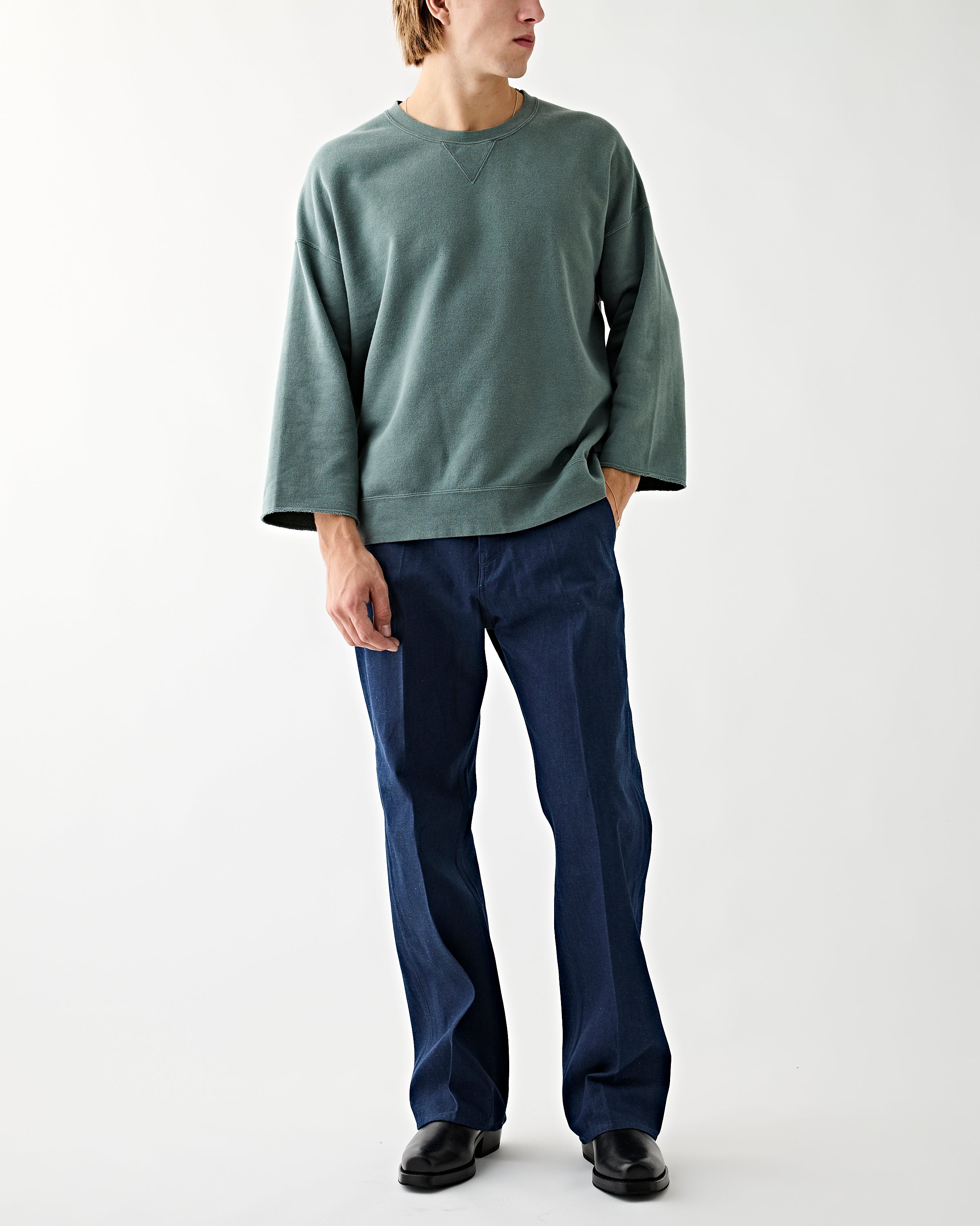 Visvim Jumbo SB Sweat 3/4 (U.D.) Damaged Green Sweater Men