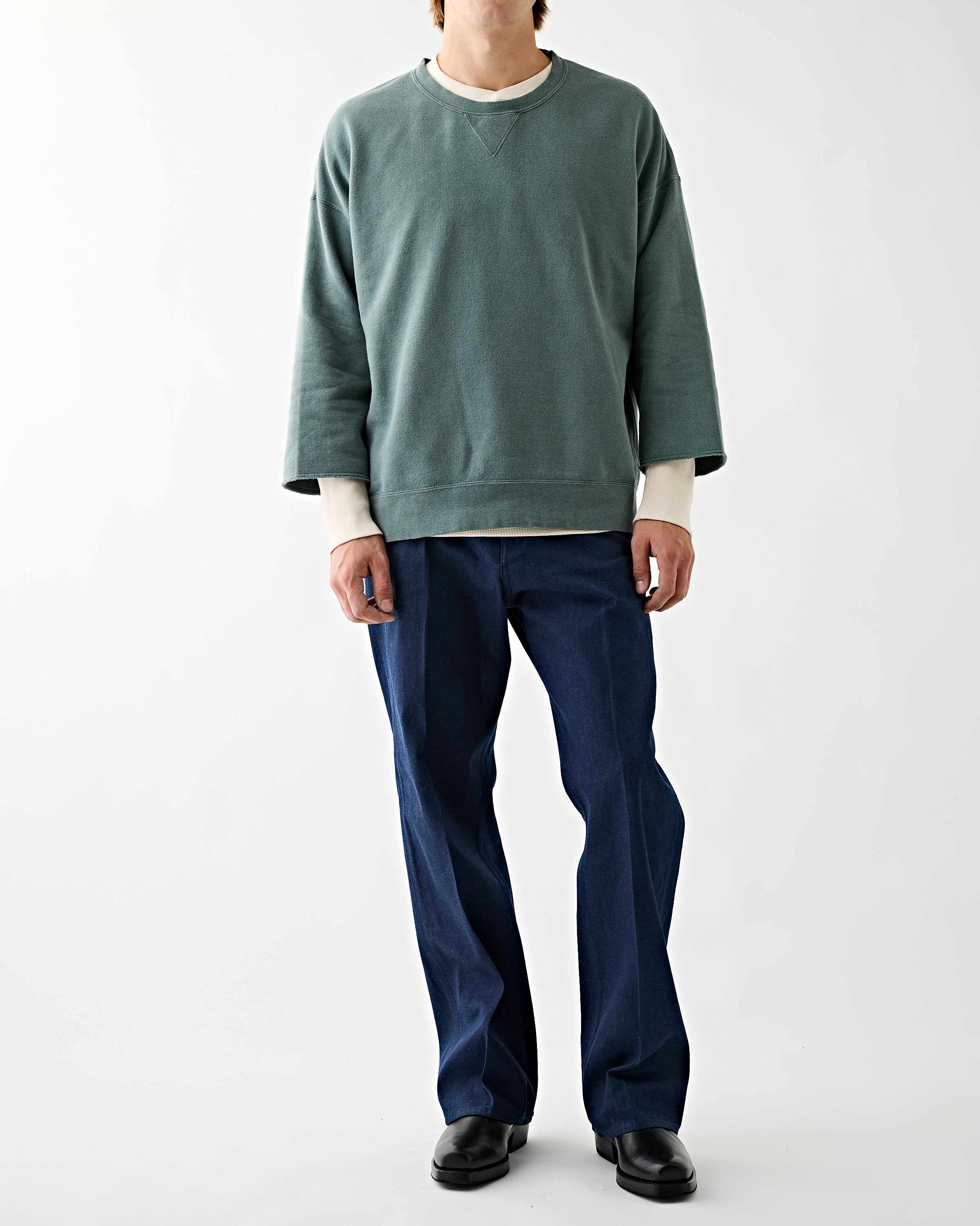 Visvim Jumbo SB Sweat 3/4 (U.D.) Damaged Green Sweater Men