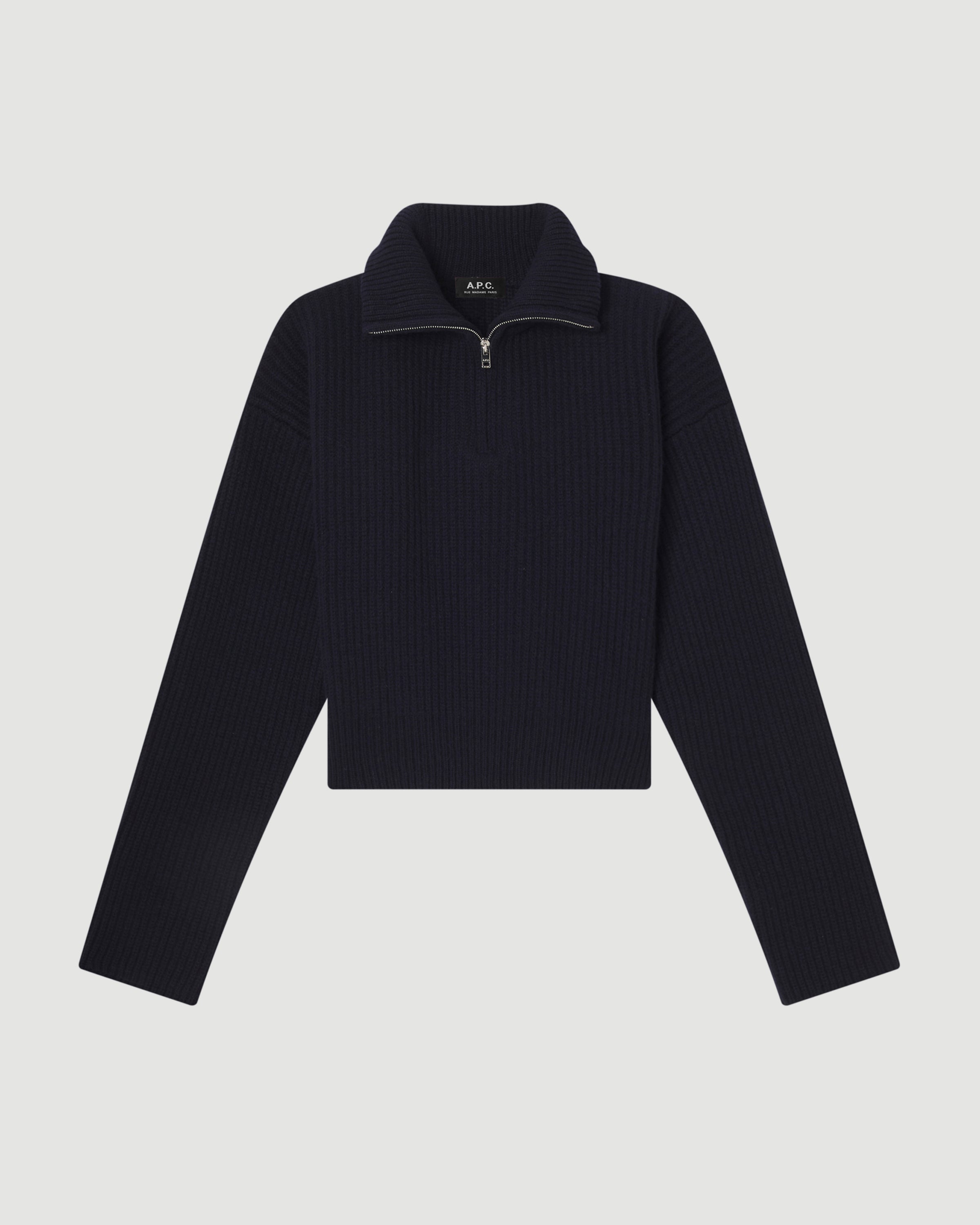 A.P.C. Pull Col Camoinneur À Côtes Larges Dark Navy Knitwear Women