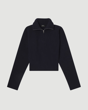 A.P.C. Pull Col Camoinneur À Côtes Larges Dark Navy Knitwear Women