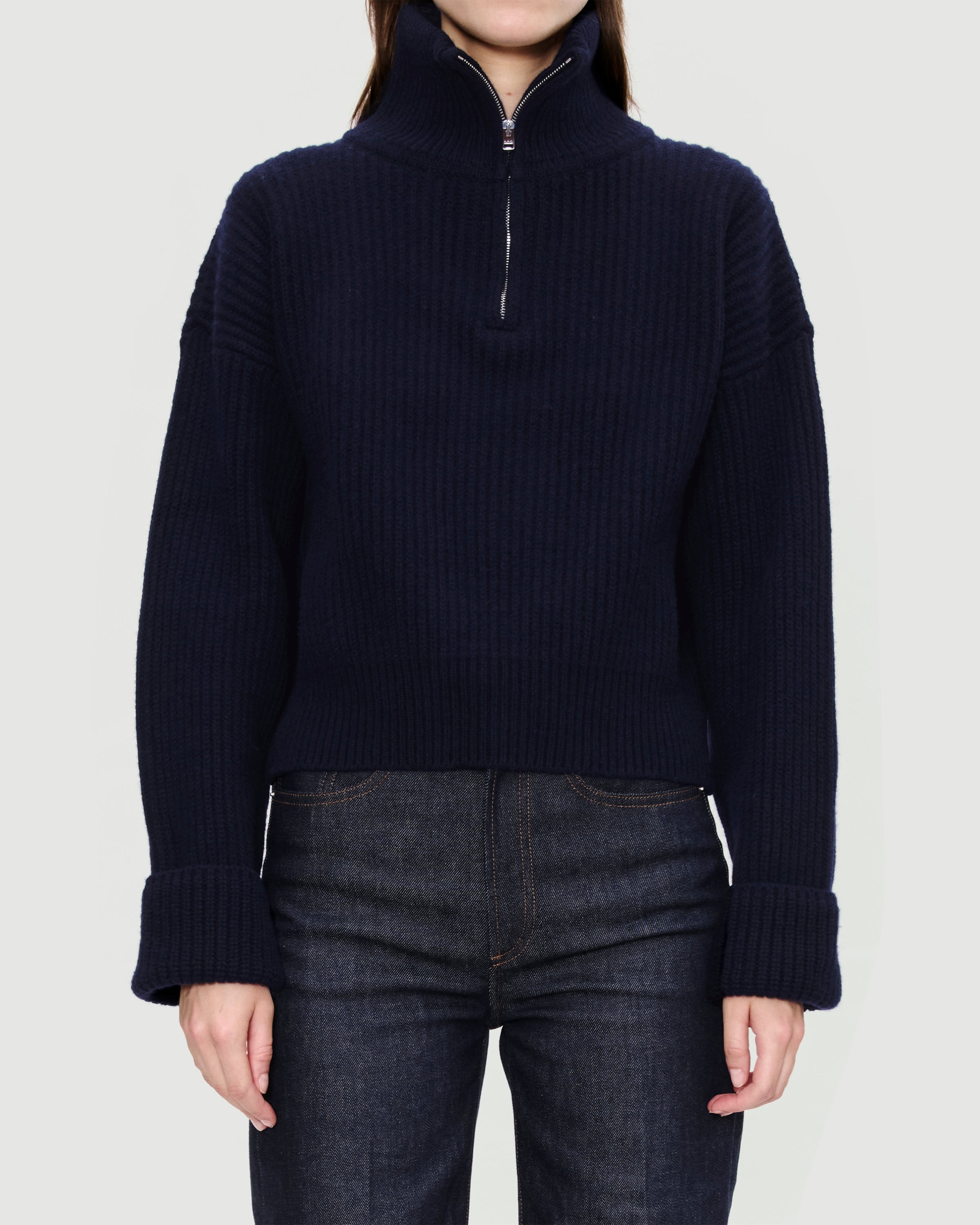 A.P.C. Pull Col Camoinneur À Côtes Larges Dark Navy Knitwear Women