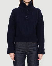 A.P.C. Pull Col Camoinneur À Côtes Larges Dark Navy Knitwear Women