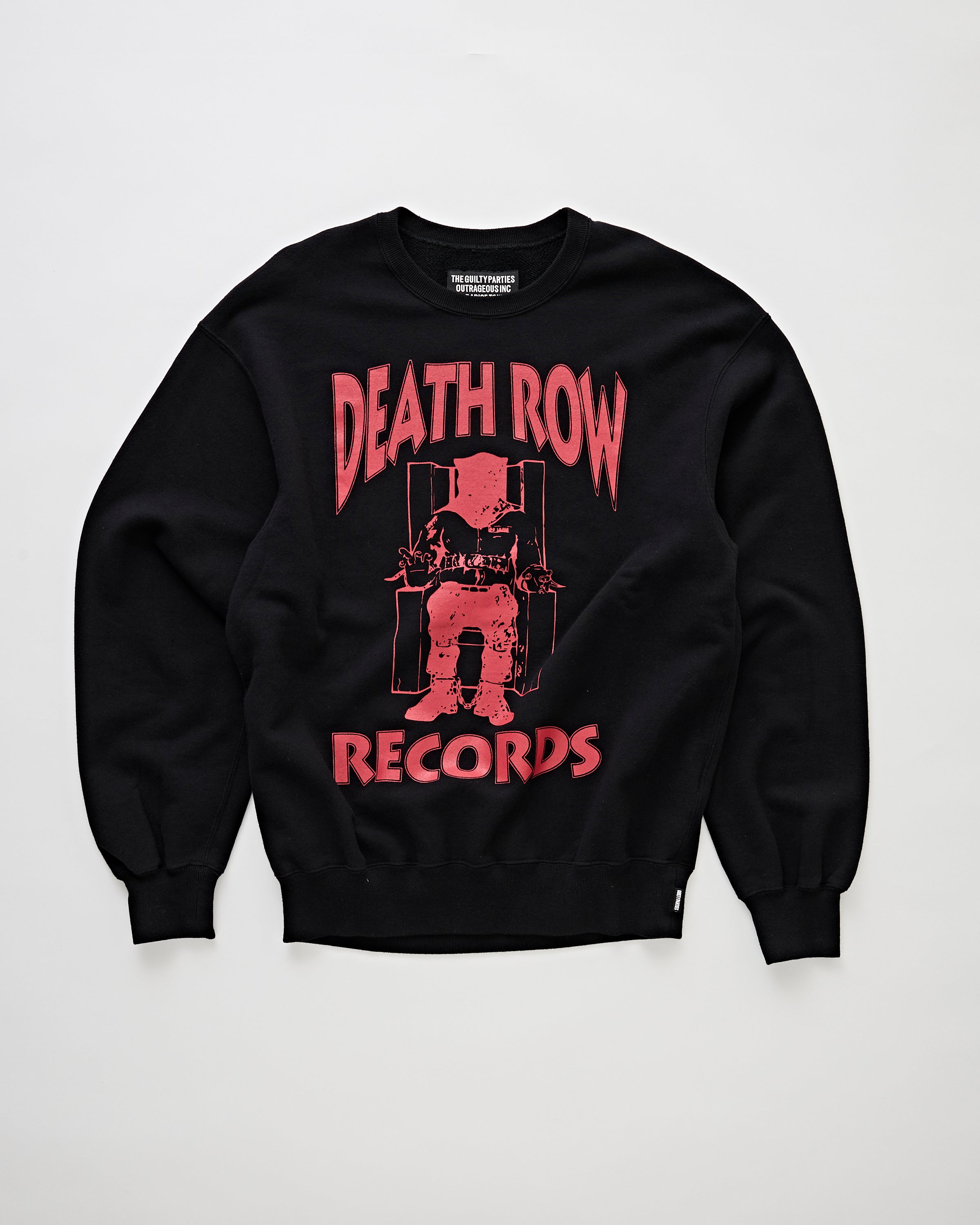 Wacko Maria Death Row Records / Washed Middle Weight Crew Neck Sweat Shirt Black Sweater Men
