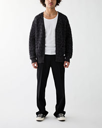 Wacko Maria Leopard Mohair Cardigan Charcoal Knitwear Men