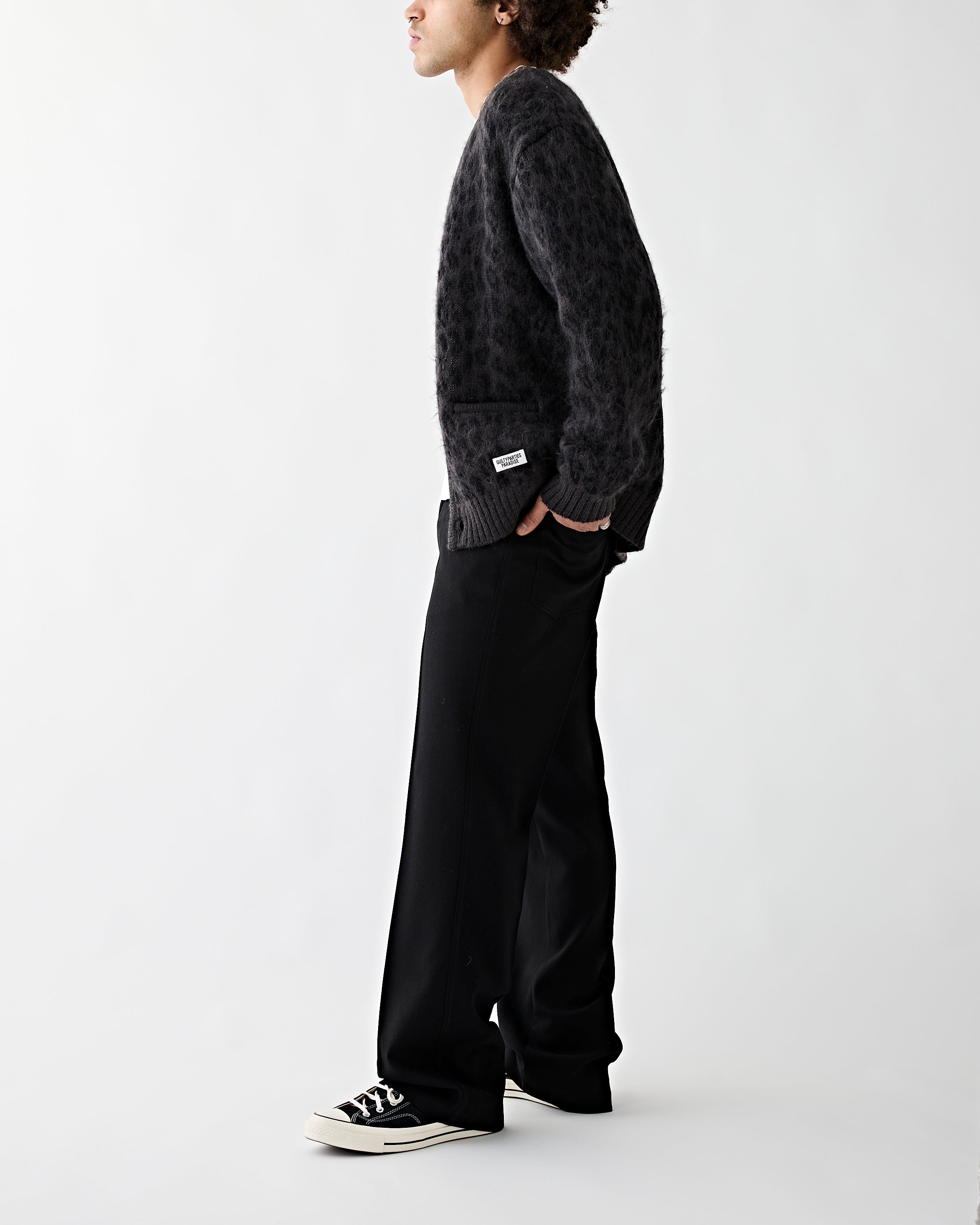 Wacko Maria Leopard Mohair Cardigan Charcoal Knitwear Men