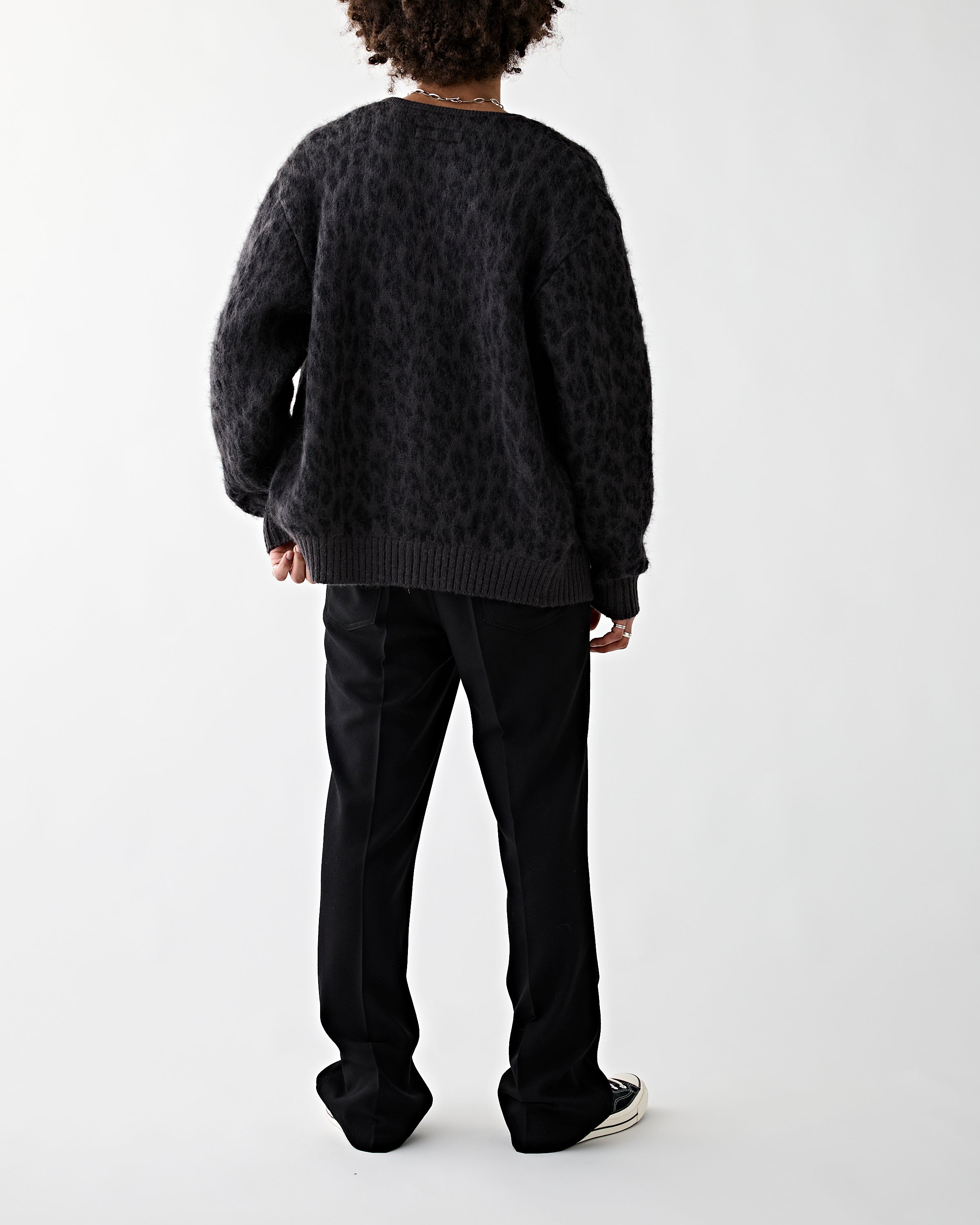 Wacko Maria Leopard Mohair Cardigan Charcoal Knitwear Men