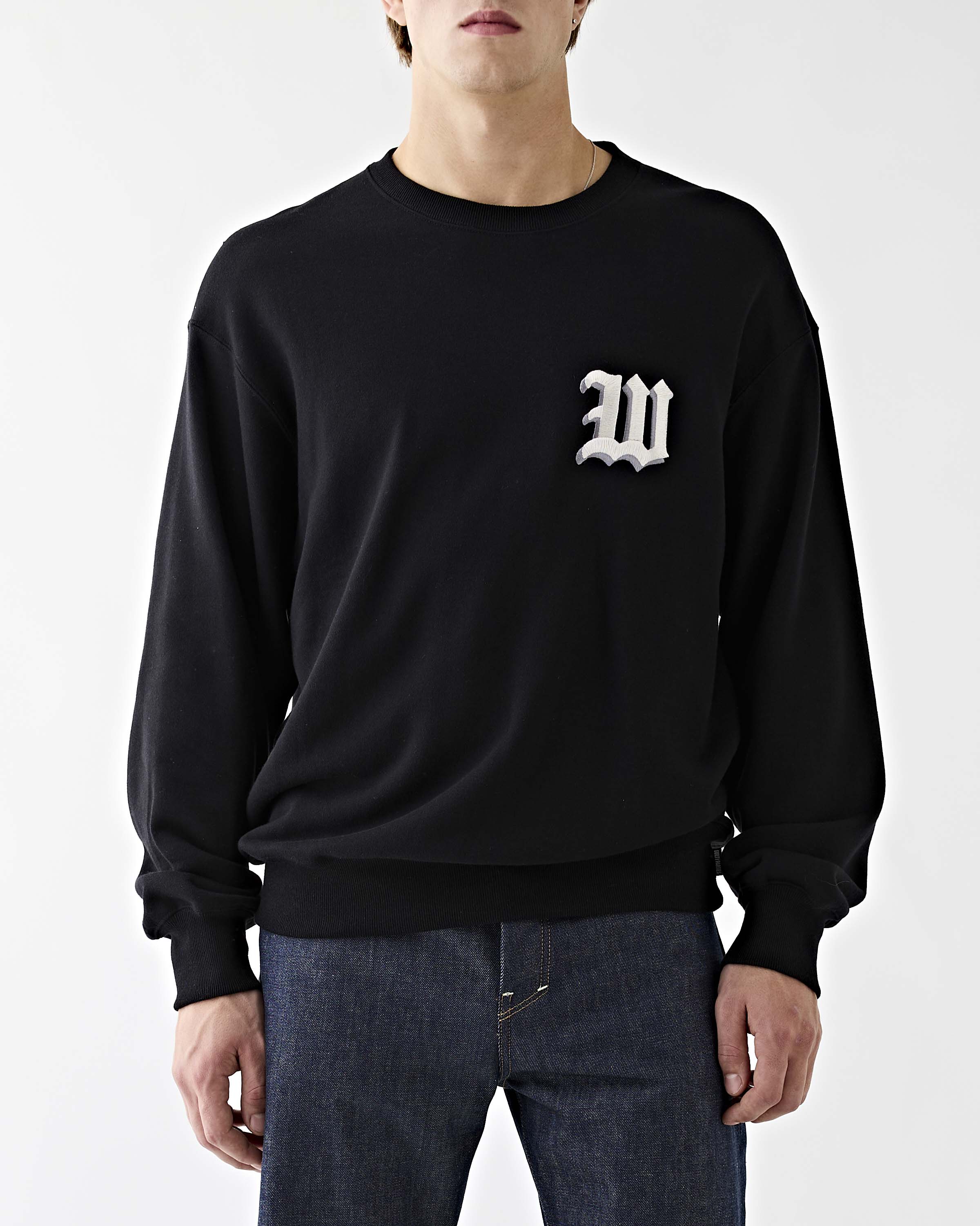 Wacko Maria Middle Weight Crew Neck Sweatshirt (Type-2) Black Sweater Men