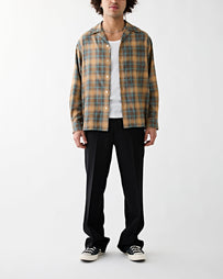 Wacko Maria Ombre Check Open Collar Shirt Brown Shirt L/S Men