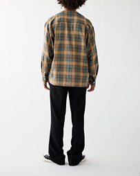 Wacko Maria Ombre Check Open Collar Shirt Brown Shirt L/S Men